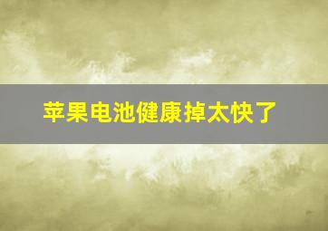 苹果电池健康掉太快了