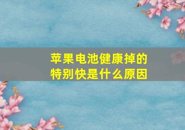 苹果电池健康掉的特别快是什么原因