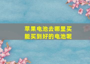 苹果电池去哪里买能买到好的电池呢