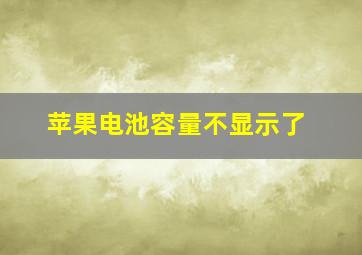 苹果电池容量不显示了