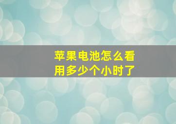 苹果电池怎么看用多少个小时了