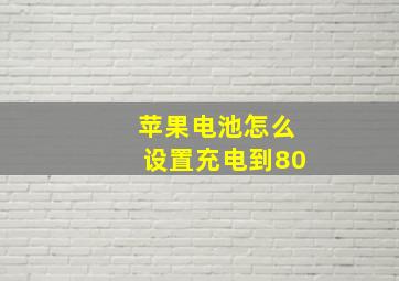 苹果电池怎么设置充电到80