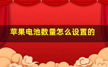 苹果电池数量怎么设置的