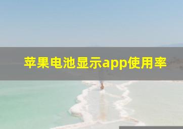 苹果电池显示app使用率