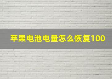 苹果电池电量怎么恢复100