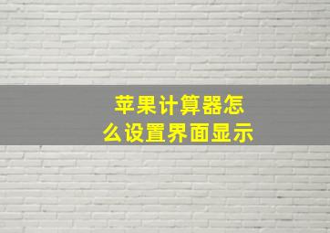 苹果计算器怎么设置界面显示