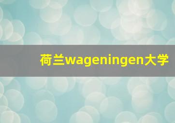 荷兰wageningen大学