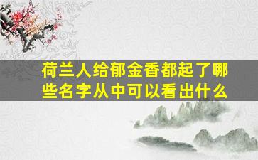 荷兰人给郁金香都起了哪些名字从中可以看出什么