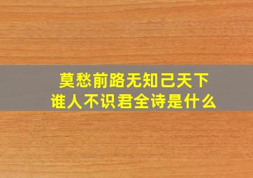 莫愁前路无知己天下谁人不识君全诗是什么