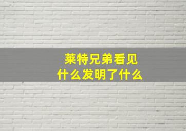 莱特兄弟看见什么发明了什么