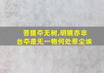 菩提夲无树,明镜亦非台夲是旡一物何处惹尘埃