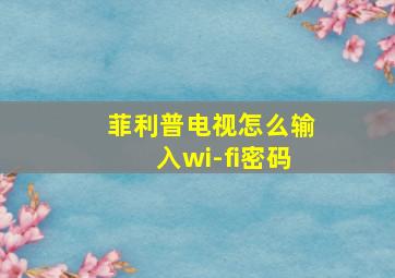 菲利普电视怎么输入wi-fi密码