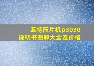 菲特压片机p3030说明书图解大全及价格