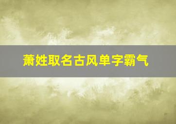 萧姓取名古风单字霸气