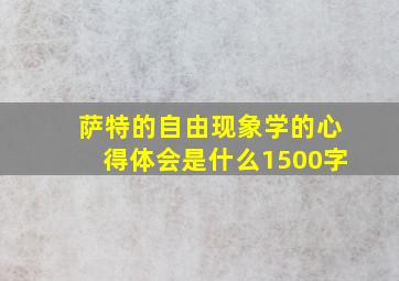 萨特的自由现象学的心得体会是什么1500字