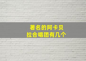 著名的阿卡贝拉合唱团有几个