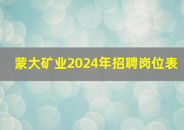 蒙大矿业2024年招聘岗位表