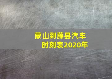 蒙山到藤县汽车时刻表2020年