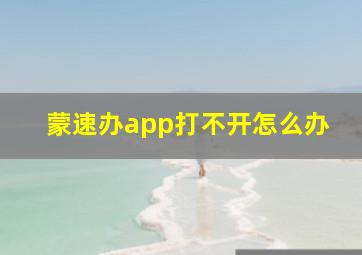 蒙速办app打不开怎么办