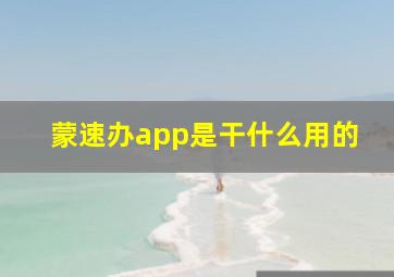 蒙速办app是干什么用的