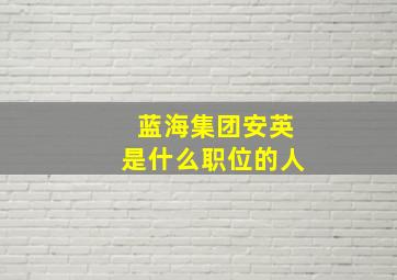 蓝海集团安英是什么职位的人