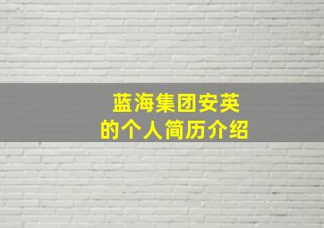 蓝海集团安英的个人简历介绍