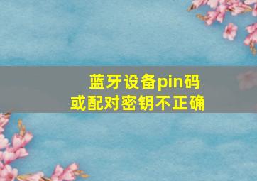 蓝牙设备pin码或配对密钥不正确