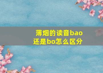 薄烟的读音bao还是bo怎么区分