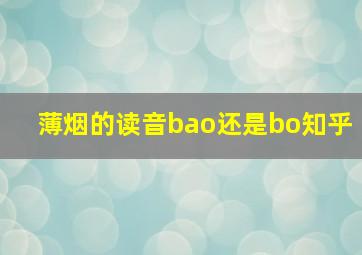 薄烟的读音bao还是bo知乎