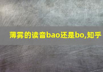 薄雾的读音bao还是bo,知乎