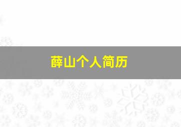 薛山个人简历