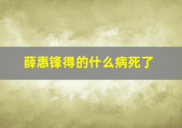 薛惠锋得的什么病死了