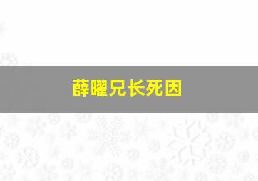 薛曜兄长死因