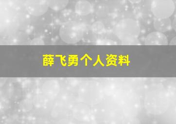 薛飞勇个人资料