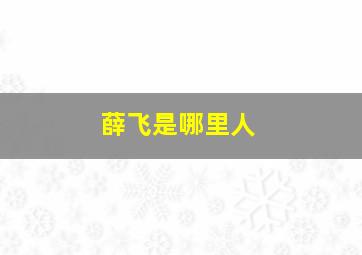 薛飞是哪里人