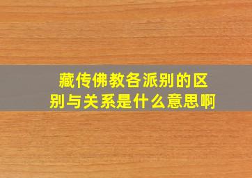 藏传佛教各派别的区别与关系是什么意思啊