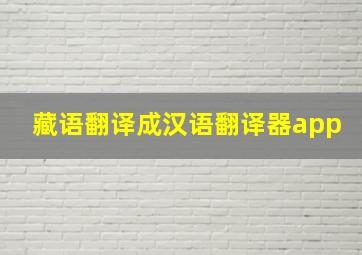 藏语翻译成汉语翻译器app