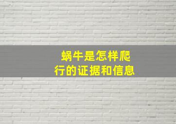 蜗牛是怎样爬行的证据和信息