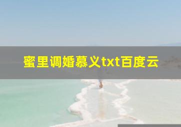 蜜里调婚慕义txt百度云