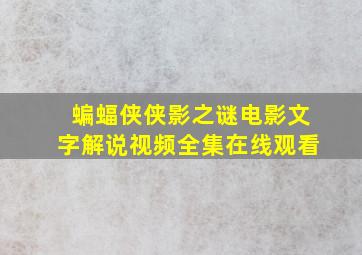 蝙蝠侠侠影之谜电影文字解说视频全集在线观看