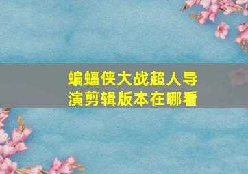 蝙蝠侠大战超人导演剪辑版本在哪看