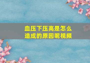 血压下压高是怎么造成的原因呢视频