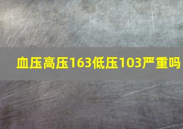 血压高压163低压103严重吗