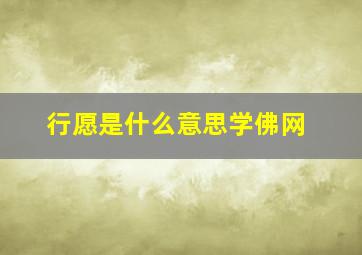 行愿是什么意思学佛网