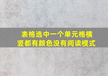 表格选中一个单元格横竖都有颜色没有阅读模式