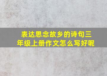 表达思念故乡的诗句三年级上册作文怎么写好呢