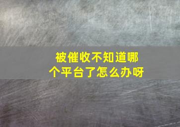 被催收不知道哪个平台了怎么办呀