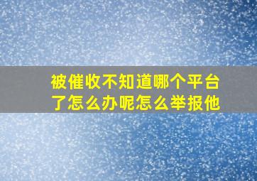 被催收不知道哪个平台了怎么办呢怎么举报他