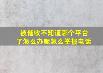 被催收不知道哪个平台了怎么办呢怎么举报电话