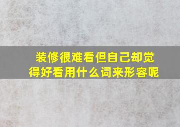 装修很难看但自己却觉得好看用什么词来形容呢